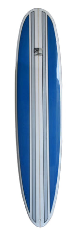 9'0 Wood Blue and white  Stripes Mini Malibu Surfboard - ONLY CLICK & COLLECT