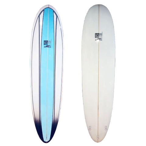 7'4 Minimal Fibreglass Blue Stripe Surfboard