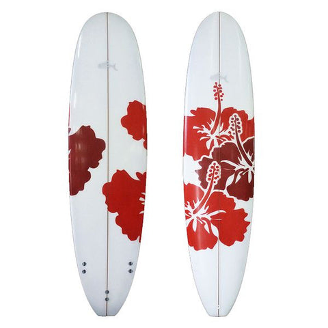 6'10 Sunride Surfboard Mal Red Hibiscus