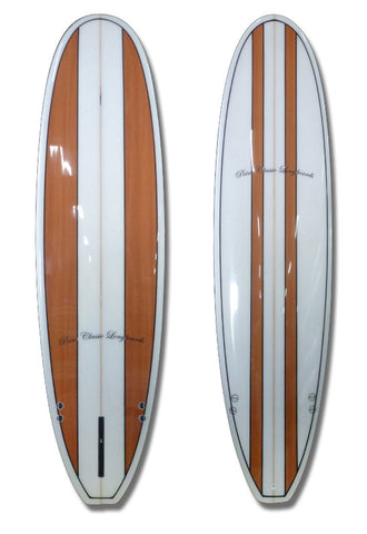 7'2 Wood Stripes Mini Malibu Surfboard